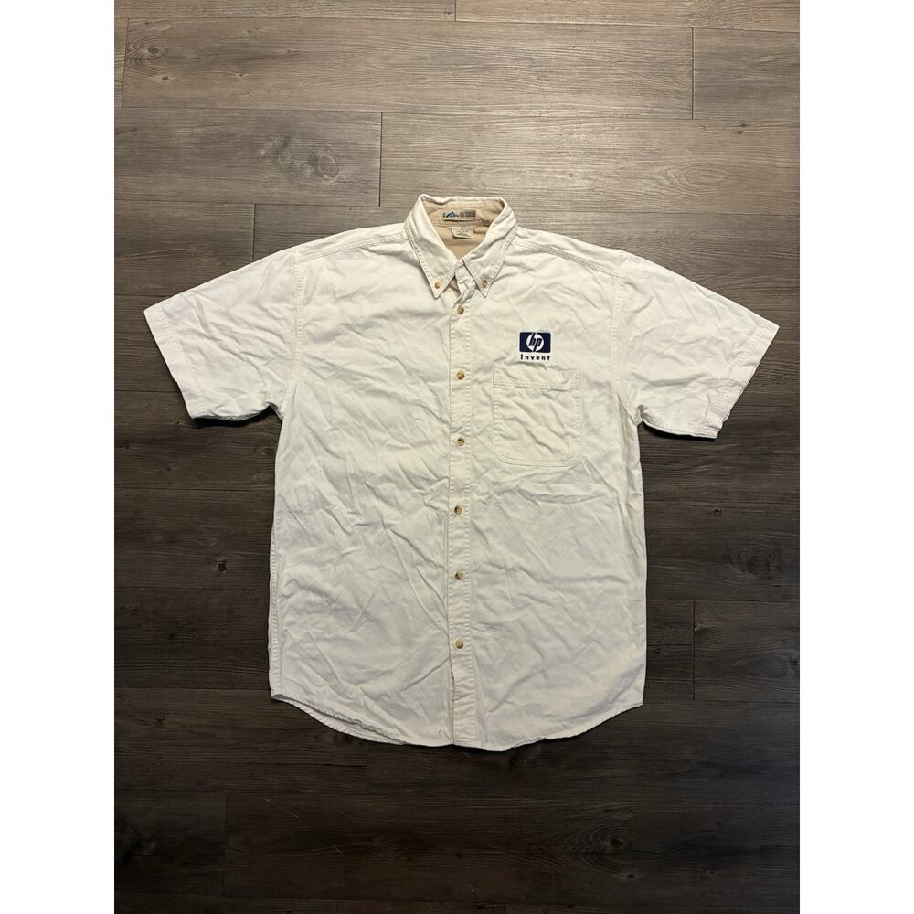 Vintage HP Hewlett Packard Invent Men's White Shirt S/S Button Down Size XL 90s